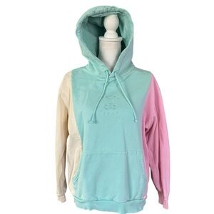 Teddy Fresh Womens Hoodie Pullover Sweatshirt Large‎ Pastel Colorblock size L